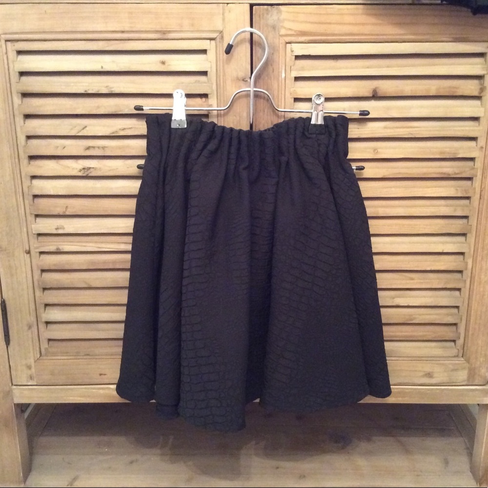 Blush Noir black crocodile mini skirt